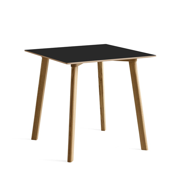 HAY - Copenhague CPH Deux 210 2.0 Esstisch 75 x 75 cm, Eiche matt lackiert / Laminat ink black