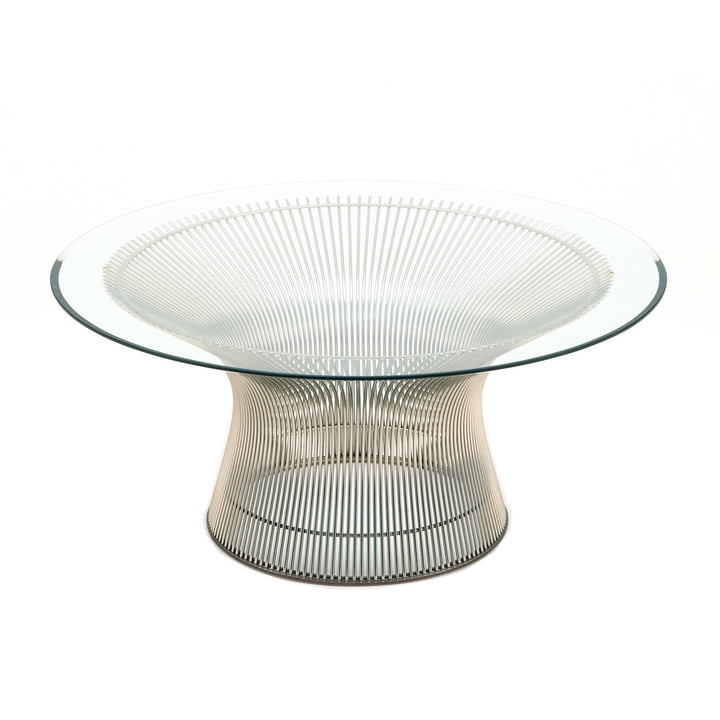 Knoll - Platner Couchtisch, Nickel poliert / Kristallglas