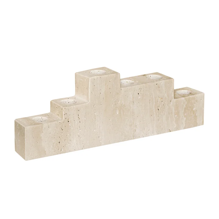 Mette Ditmer - Step Kerzenhalter, six Travertine, leinen