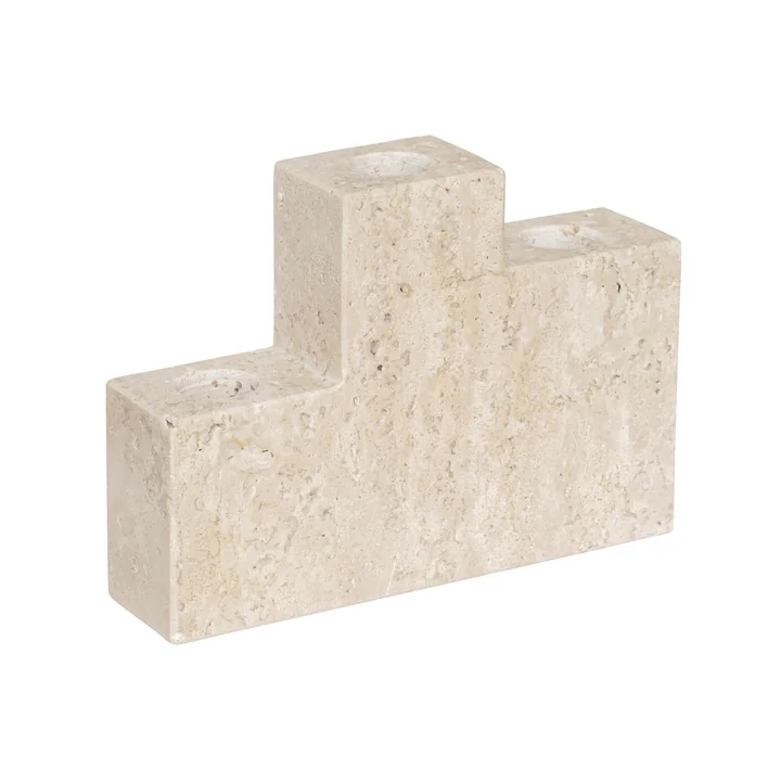 Mette Ditmer - Step Kerzenhalter, trio Travertine, leinen