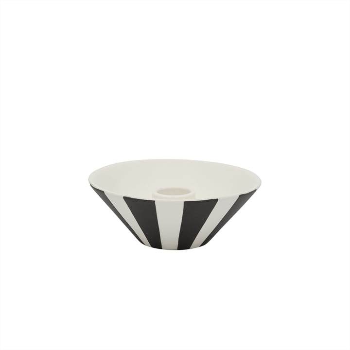 OYOY - Toppu Kerzenhalter, low, Ø 10,5 x H 4 cm, schwarz / weiß