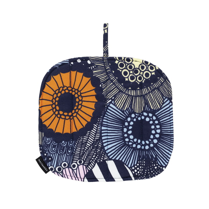 Siirtolapuutarha Topflappen, weiß / hellgelb / orange / hellblau (Frühling/Sommer 2025) von Marimekko