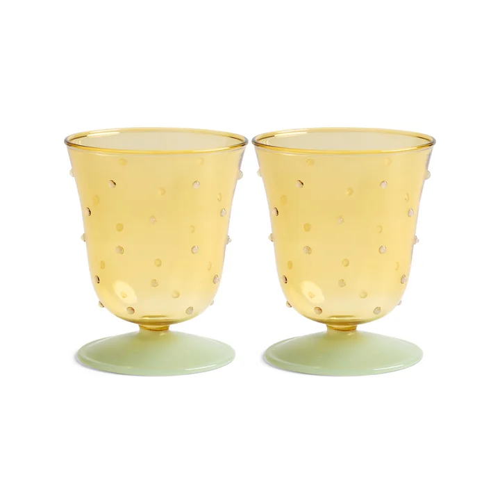 &klevering - Dot Trinkglas 200 ml, gelb (2er-Set)