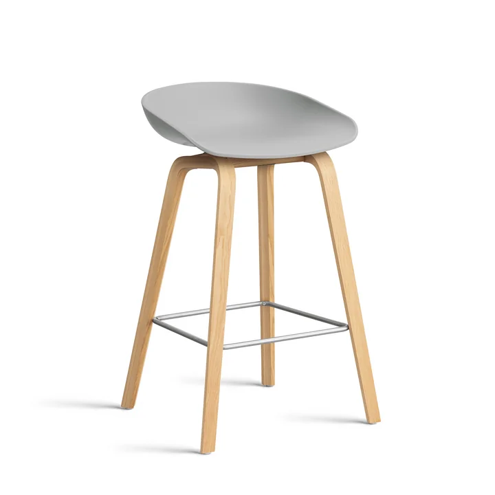 HAY - About A Stool AAS 32 H 65 cm, Eiche lackiert / Edelstahl / concrete grey 2.0