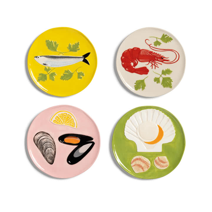 &klevering - De la mer Teller Ø 16 cm, multi (4er-Set)