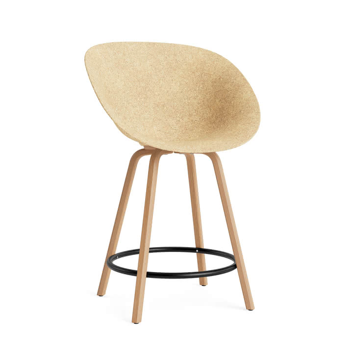 Normann Copenhagen - Mat Barstuhl mit Armlehnen 65 cm, hemp / schwarz