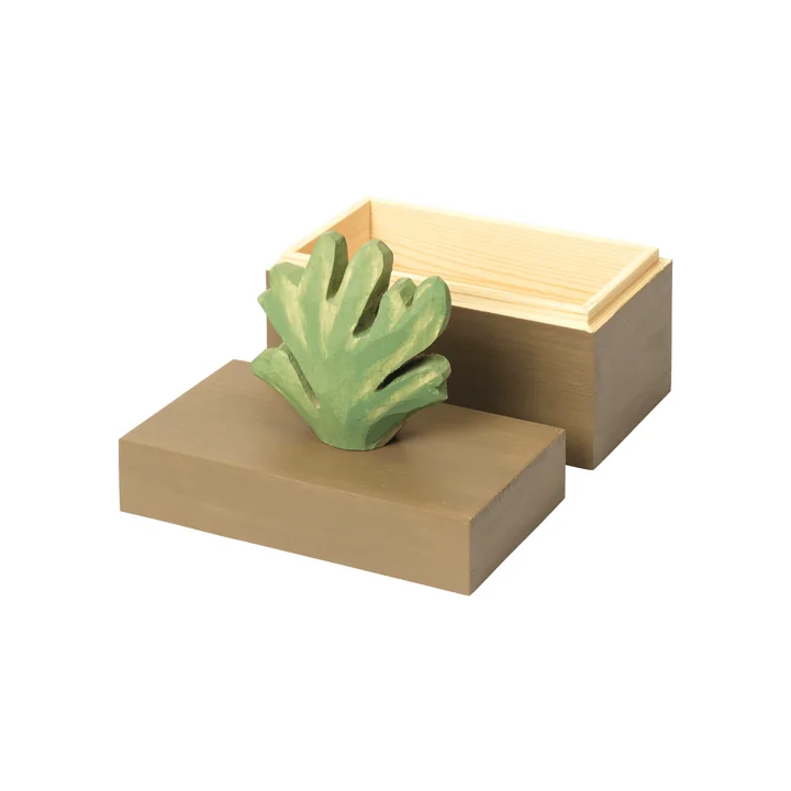 Ferm Living - Harbour Aufbewahrungsbox Koralle, H 17 x 14,5 cm, mistletoe / tan