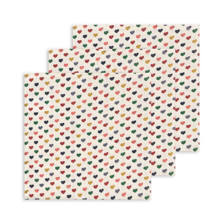 Konges Sløjd - Musselintücher, couer coloré (3er-Set)