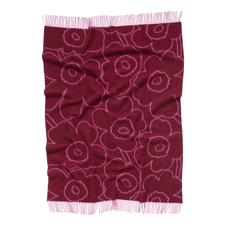 Marimekko - Piirto Unikko Wolldecke, 130 x 170 cm, burgundy / fuchsia 