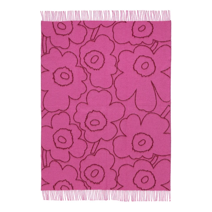 Marimekko - Piirto Unikko Wolldecke, 130 x 170 cm, burgundy / fuchsia 
