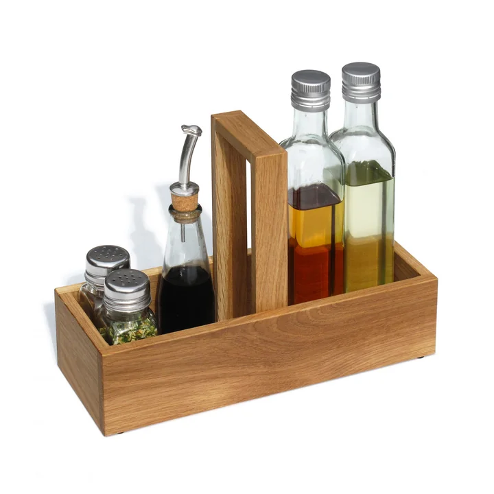 side by side - Tischbox Essig Öl, 29 x 10,5 cm, Eiche geölt