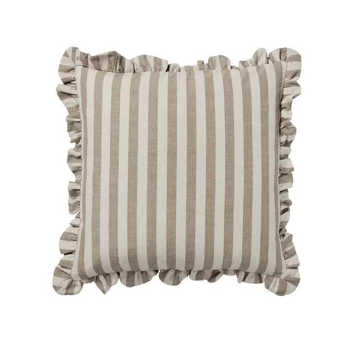Broste Copenhagen - Ina Kissenbezug, 50 x 50 cm, brown kelp / castle beige
