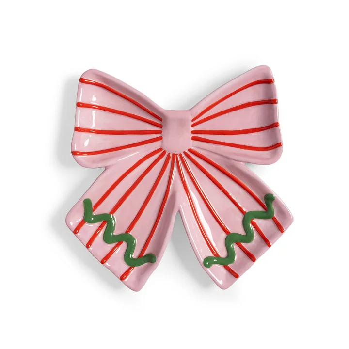 andklevering - Ribbon Dekoschale, 22 x 22 cm, pink / mehrfarbig 