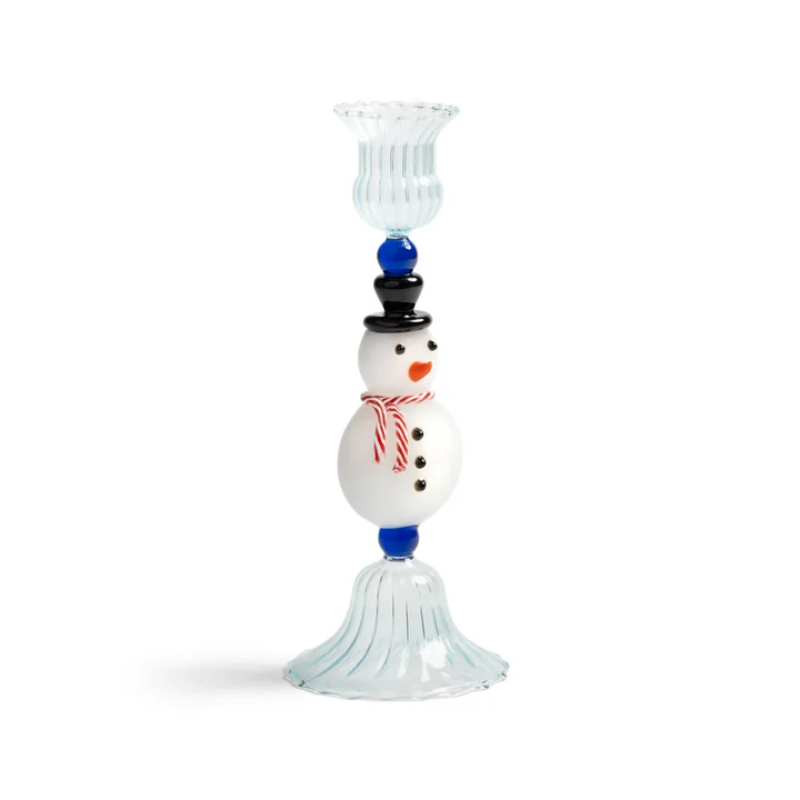 andklevering - Merry Kerzenhalter Schneemann, 20 x Ø 7.5 cm, mehrfarbig