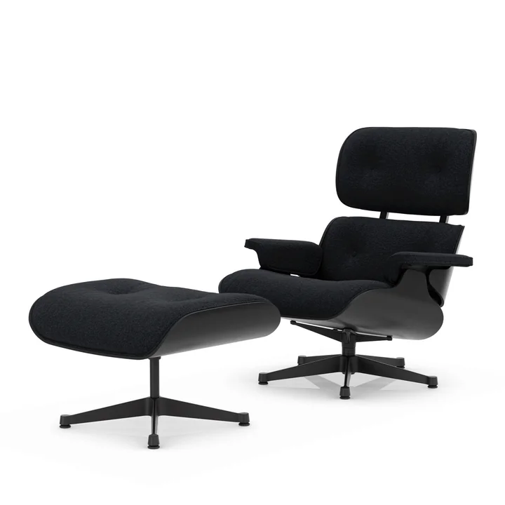 Vitra - Lounge Chair & Ottoman, schwarz, Kastanie schwarz, Nubia, anthrazit / schwarz 