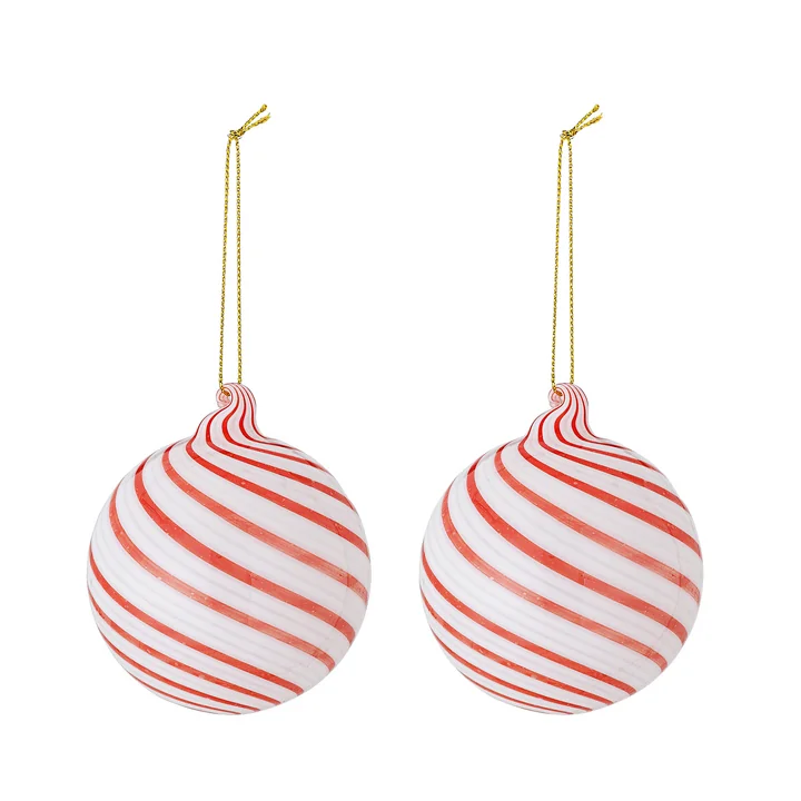 Bloomingville - Zwirl Weihnachtsbaumkugeln, Ø 8 cm, rot (2er-Set)