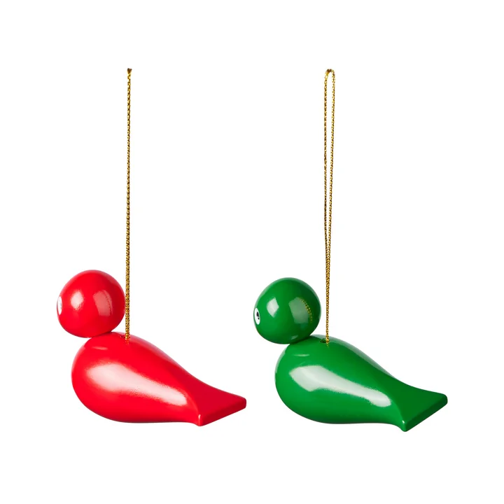 Kay Bojesen - Vogel Weichnachtsschmuck, rot / grün (2er Set)