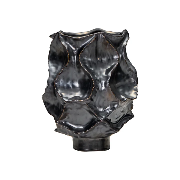 House Doctor - Waves Vase, Ø 20.5 x 25 cm, Antik-Metall