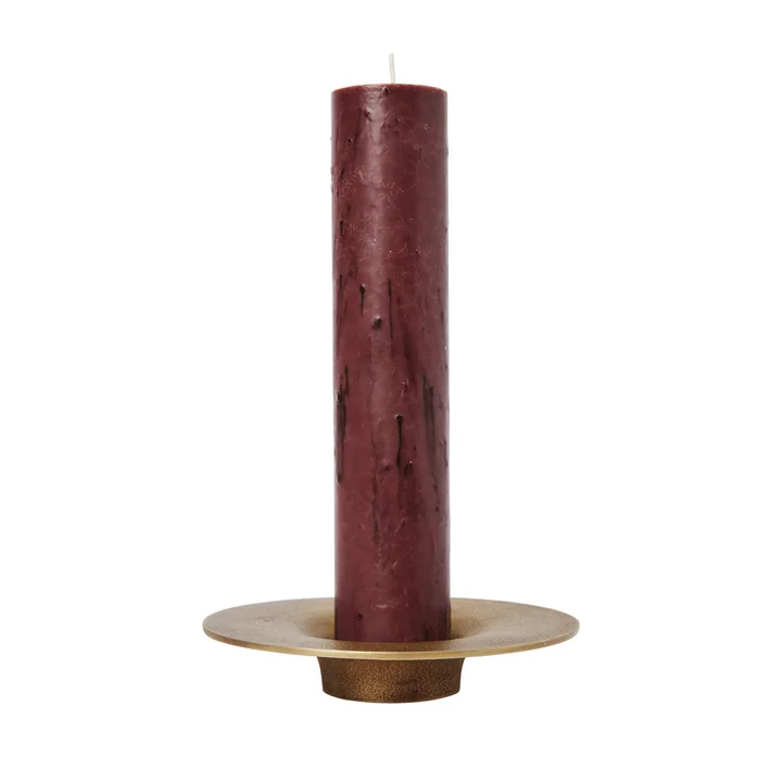 Ferm Living - Soothe Blockkerzenhalter, Messing-Finish mit Kerze
