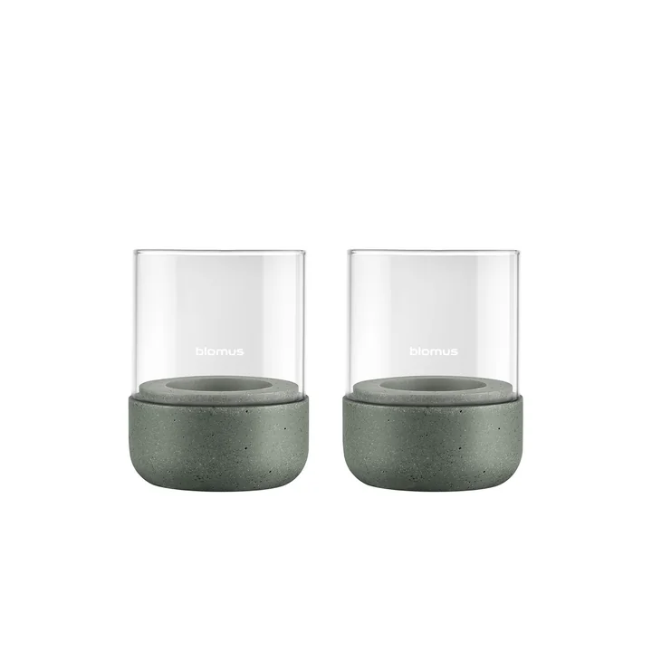 Blomus - Calma Windlicht, Ø 7 cm, klar / agave green (2er-Set)