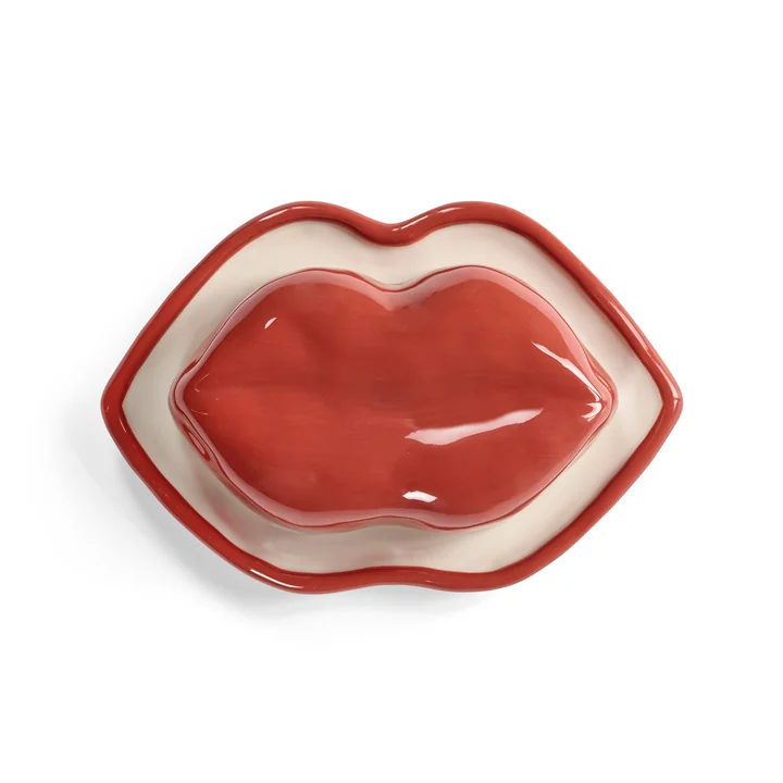 Serax - Lips Schale mit Deckel, rot / weiß