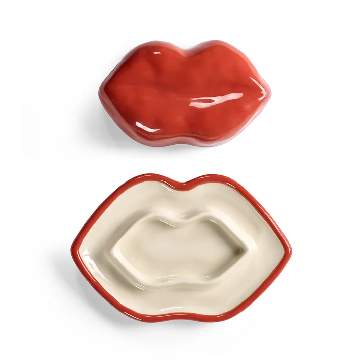 Serax - Lips Schale mit Deckel, rot / weiß