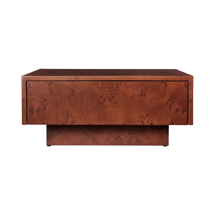 Ferm Living - Burl Coffee Table, mit Schublade, 70x 70 cm, dunkel gebeizt