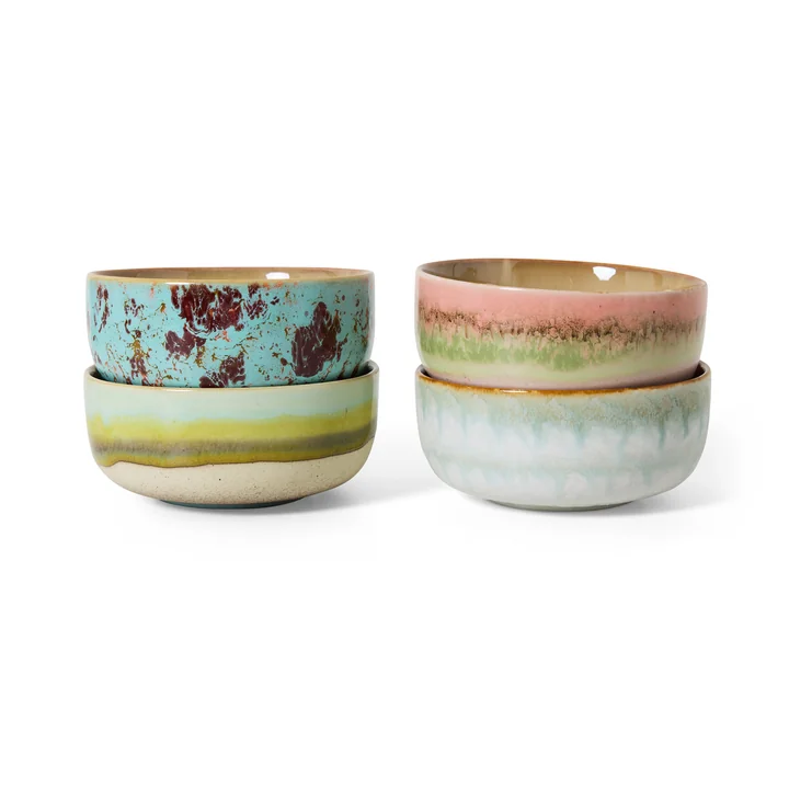 HKliving - 70's Dessertschale, Ø 12,5 cm, impression (4er-Set)