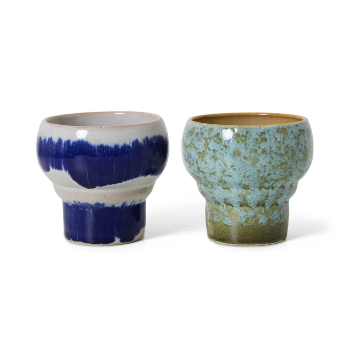 HKliving - 70's Espressobecher, lungo, symbolism (2er-Set)