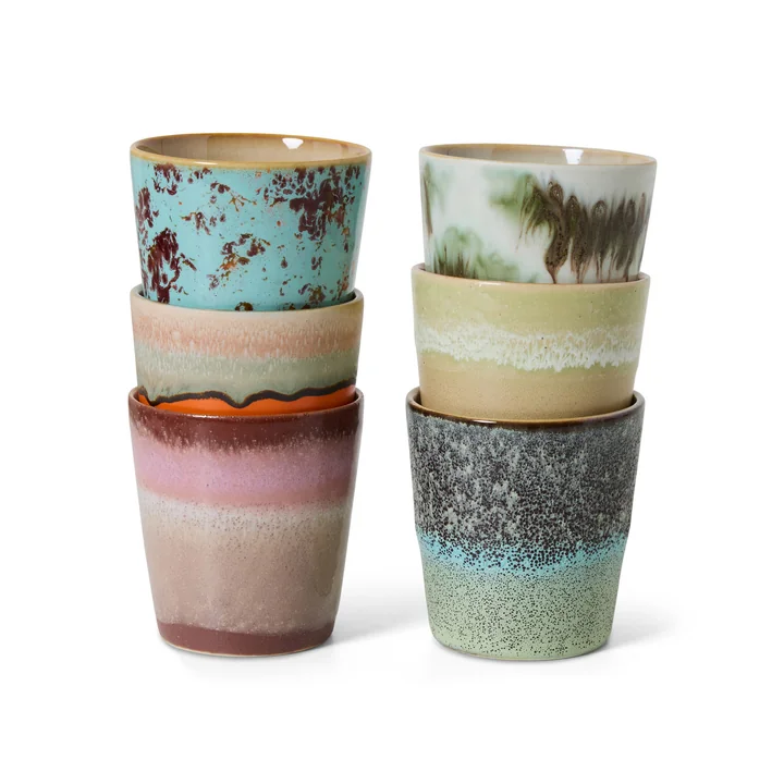 HKliving - 70's Kaffeebecher, 230 ml, surreal (6er-Set)
