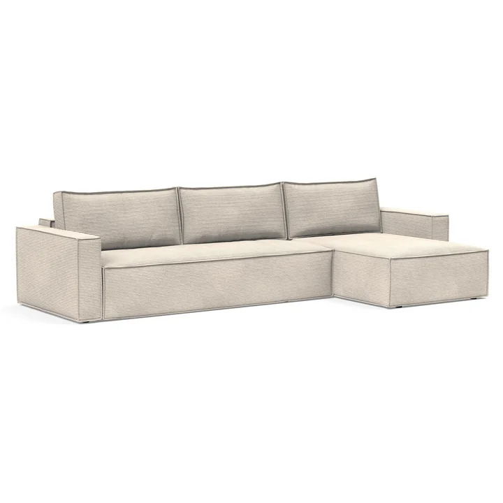 Innovation Living - Newilla Schlafsofa mit Lounger, 346 x 190 cm, elfenbein (595 Corduroy)