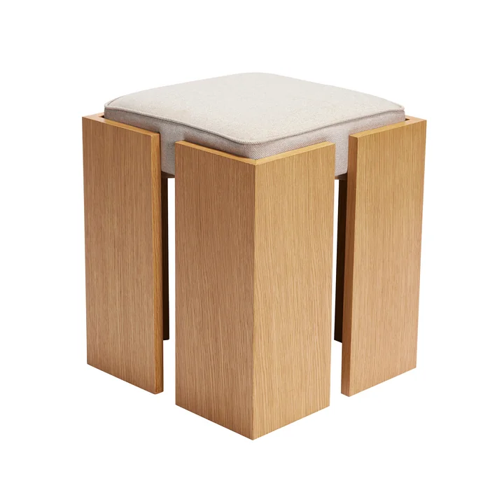 Hübsch Interior - Forma Hocker, H 46 cm, Eiche natur / sand