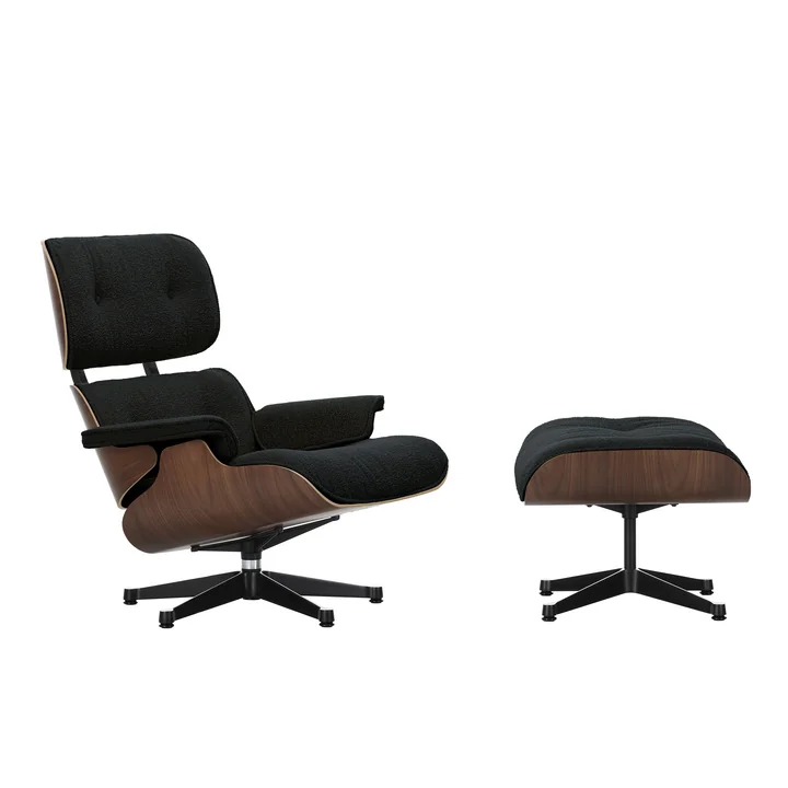Vitra-Lounge-Chair-und-Ottoman-schwarz-poliert-Nussbaum-dunkel-Nubia-anthrazit-schwarz