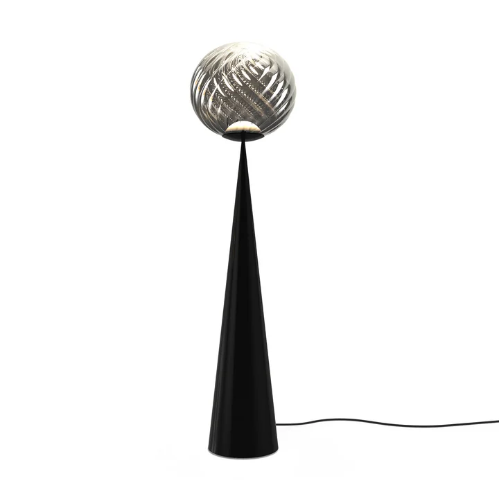Tom Dixon - Whirl Cone Fat LED Stehleuchte, silber / schwarz