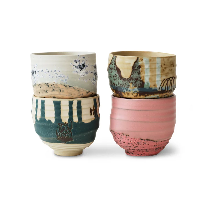 HKliving - Artist Kaffeebecher, 250 ml, mehrfarbig (4er-Set)