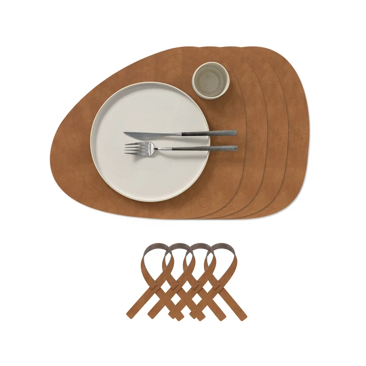 Lind DNA - Geschenkset Curve L, Nupo natur (4 Tischsets + 4 Serviettenringe)
