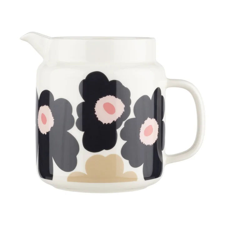 Marimekko - Oiva Unikko Kanne, 1,25 l, off white / charcoal / sand / pink