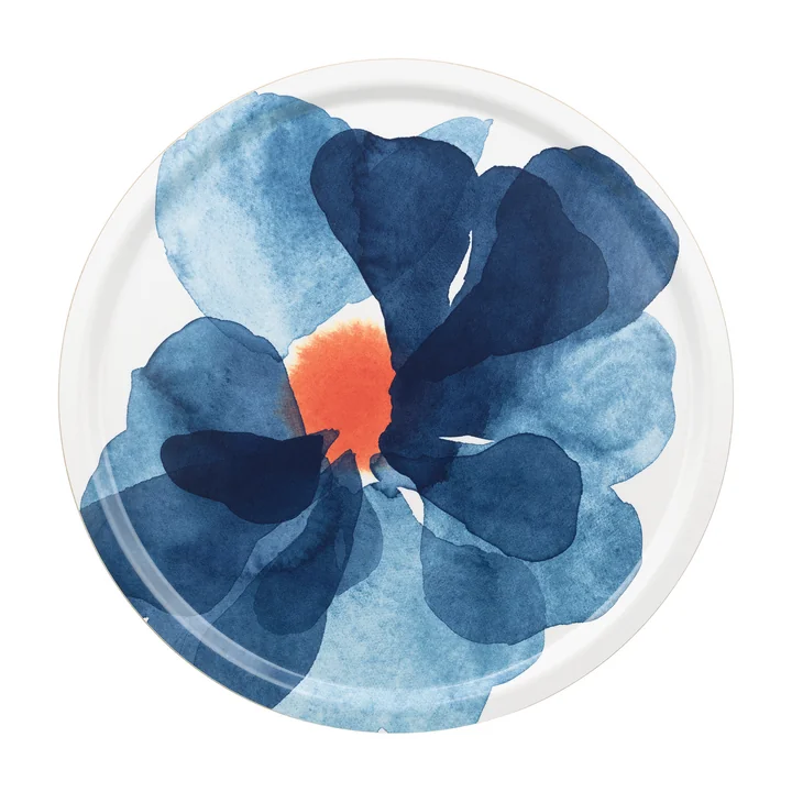 Marimekko - Valssi Tablett, Ø 46 cm, weiß / blau / orange