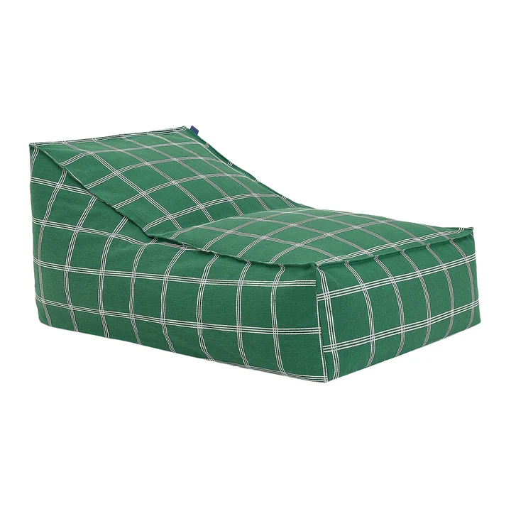 Nobodinoz - Vibes Long Sitzsack (für Erwachsene), green white windowpane