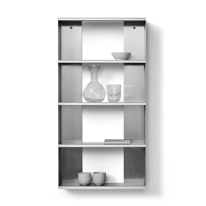 Form & Refine - Taper Wandregal, 50 x 98 cm, Edelstahl gebürstet