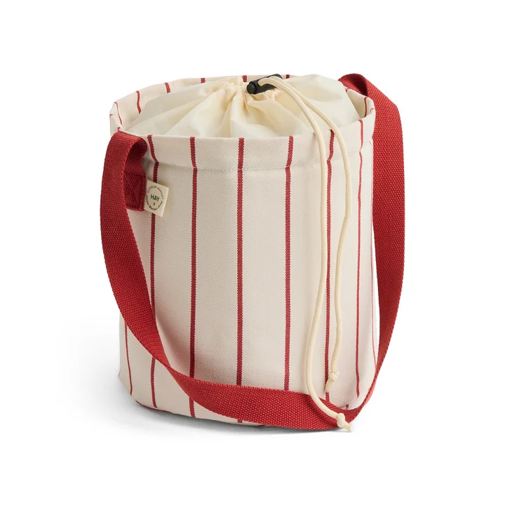 HAY - Outdoor Market Flaschentasche M, beige mit roten Streifen