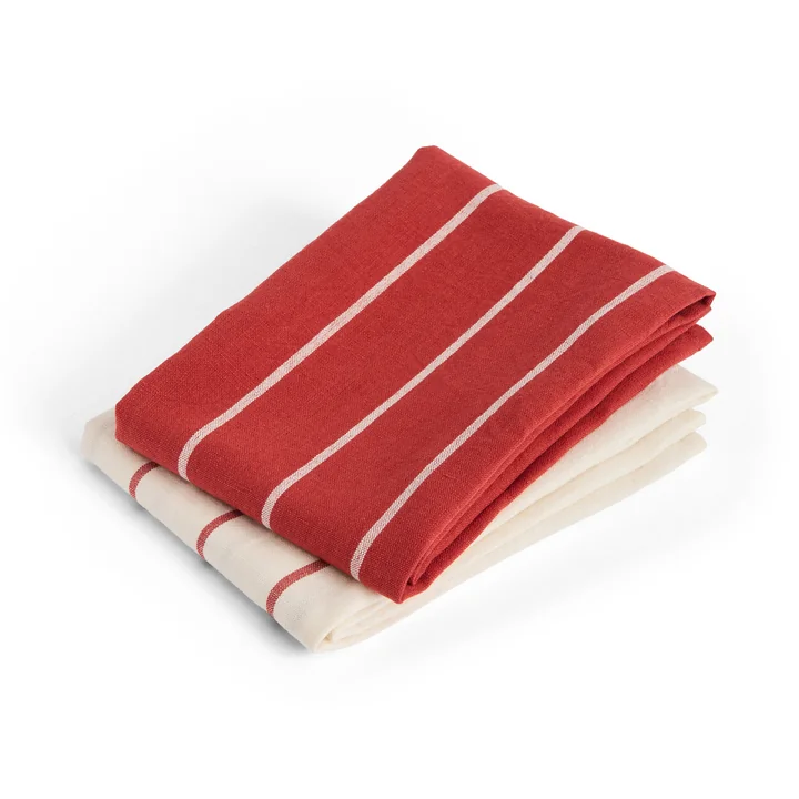 HAY - Outdoor Market Geschirrtuch, beige mit roten Streifen (2er Set)