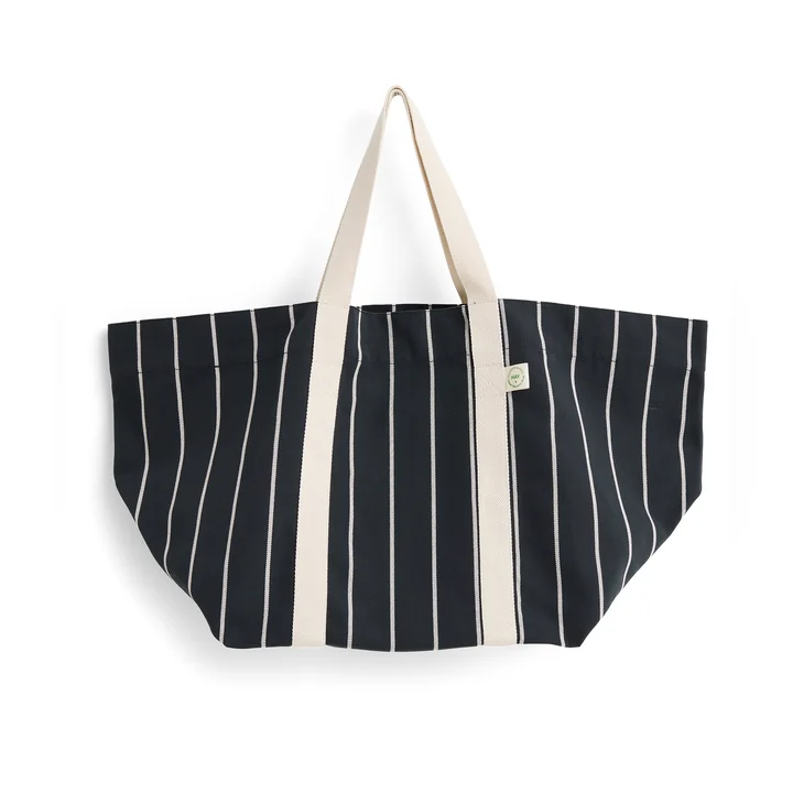 HAY - Outdoor Market Picknick Tasche M, schwarz mit beigen Streifen