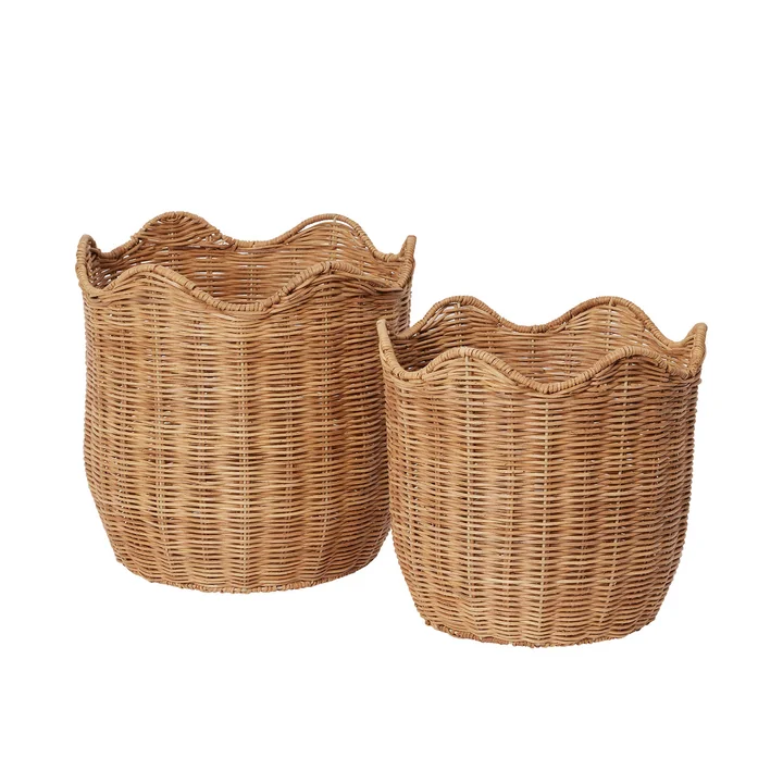 Broste Copenhagen - Lola Korb Ø35 x H35 cm, natürliches braun (2-Teilig)