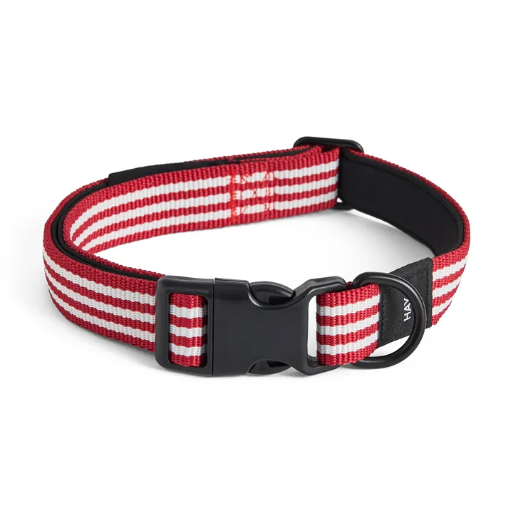 HAY - Dogs Hundehalsband, M/L, rot / weiße Streifen