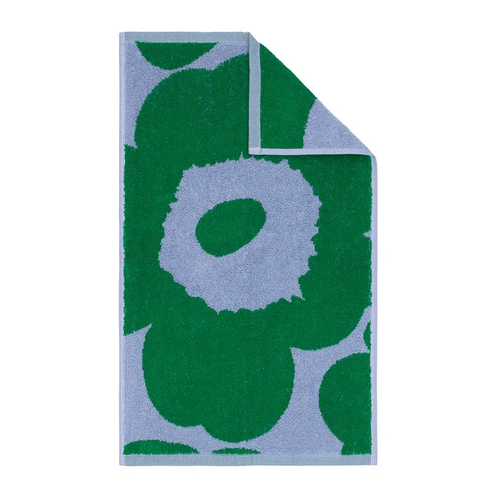 Marimekko - Unikko Gästehandtuch, 30 x 50 cm, hellblau / grün