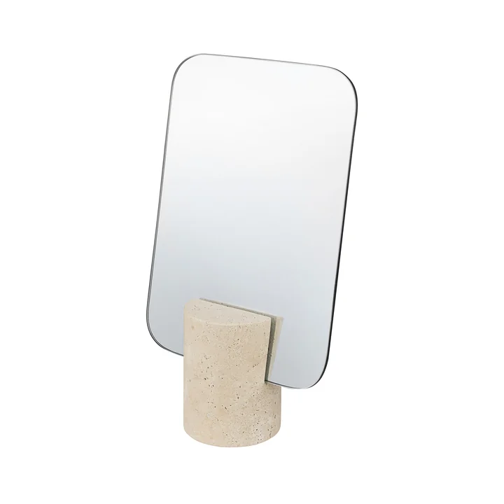 Mette Ditmer - Travertine Spiegel, 18 x 30 cm, Ø 8 cm, leinen