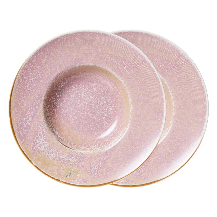 HKliving - Chef Ceramics Pasta Teller, Ø 28 cm, rustic pink (2er-Set)