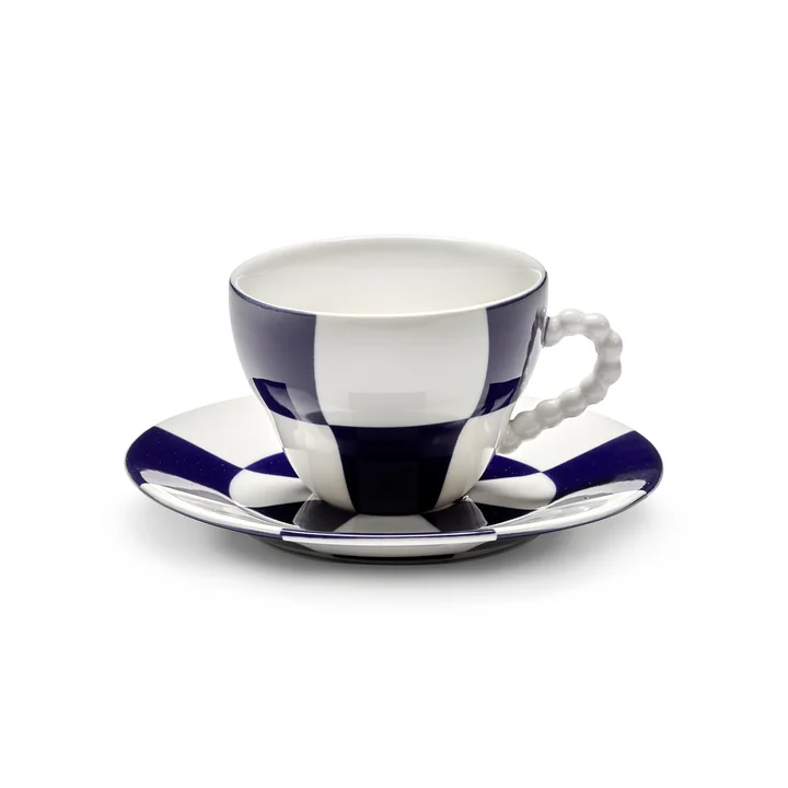 Serax - Fête des Bêtes Tasse und Untertasse, blau / weiß