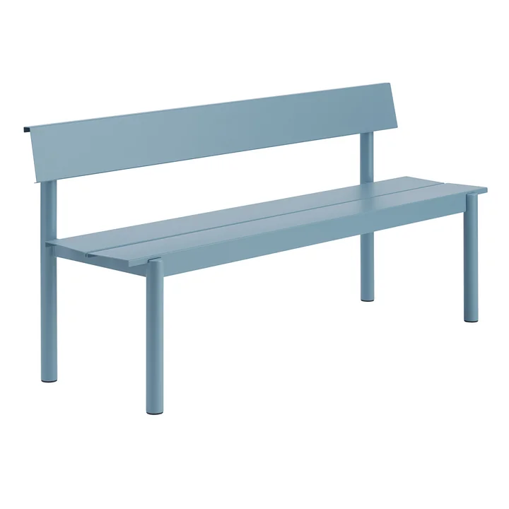 Muuto - Linear Steel Bank mit Rückenlehne, 170 cm, hellblau